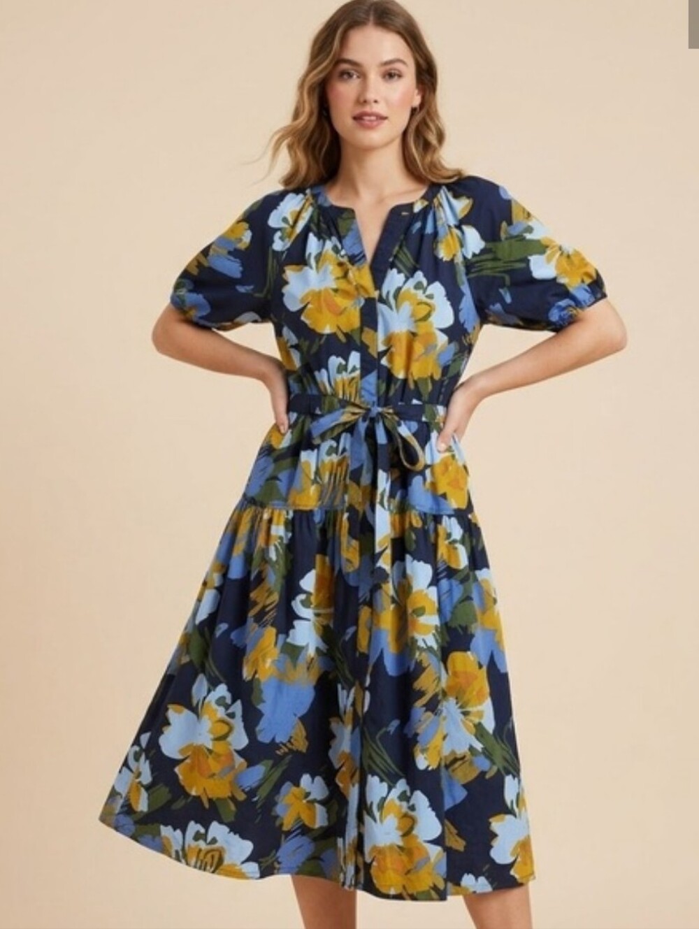 Free Assembly Floral Blue Dress